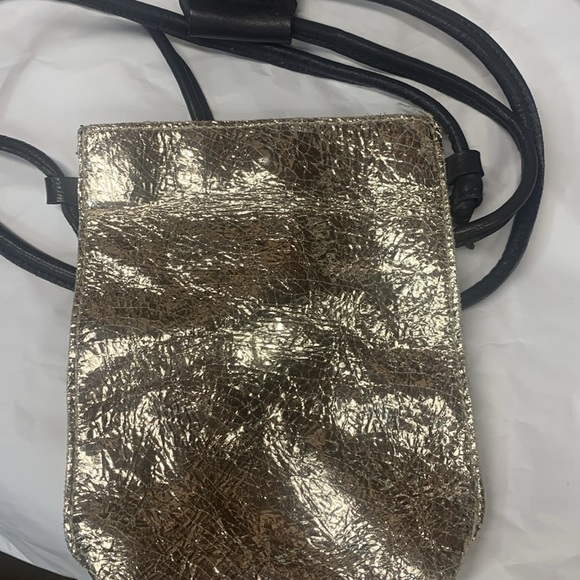 Free People Glitter Gold Damsil Pouch Purse - Picture 4 of 5